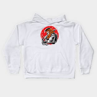 Viking Man with Red Moon Kids Hoodie